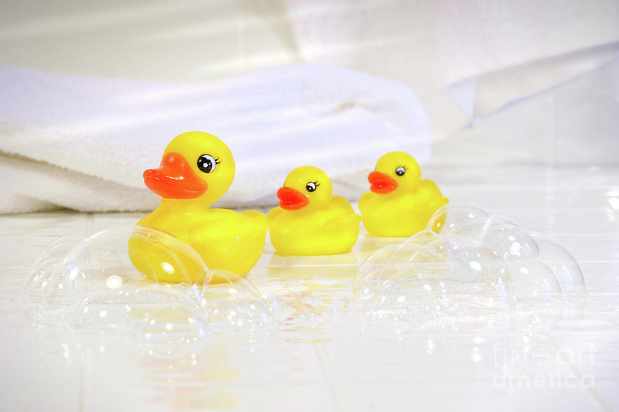 Three little rubber ducks Photograph by Sandra Cunningham