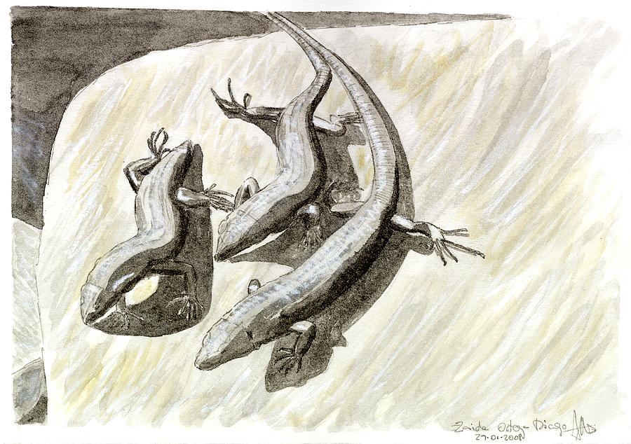 Three lizards Painting by Zaida Ortega Fine Art America