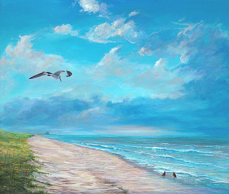Seagull Painting - Three oclock by AnnaJo Vahle