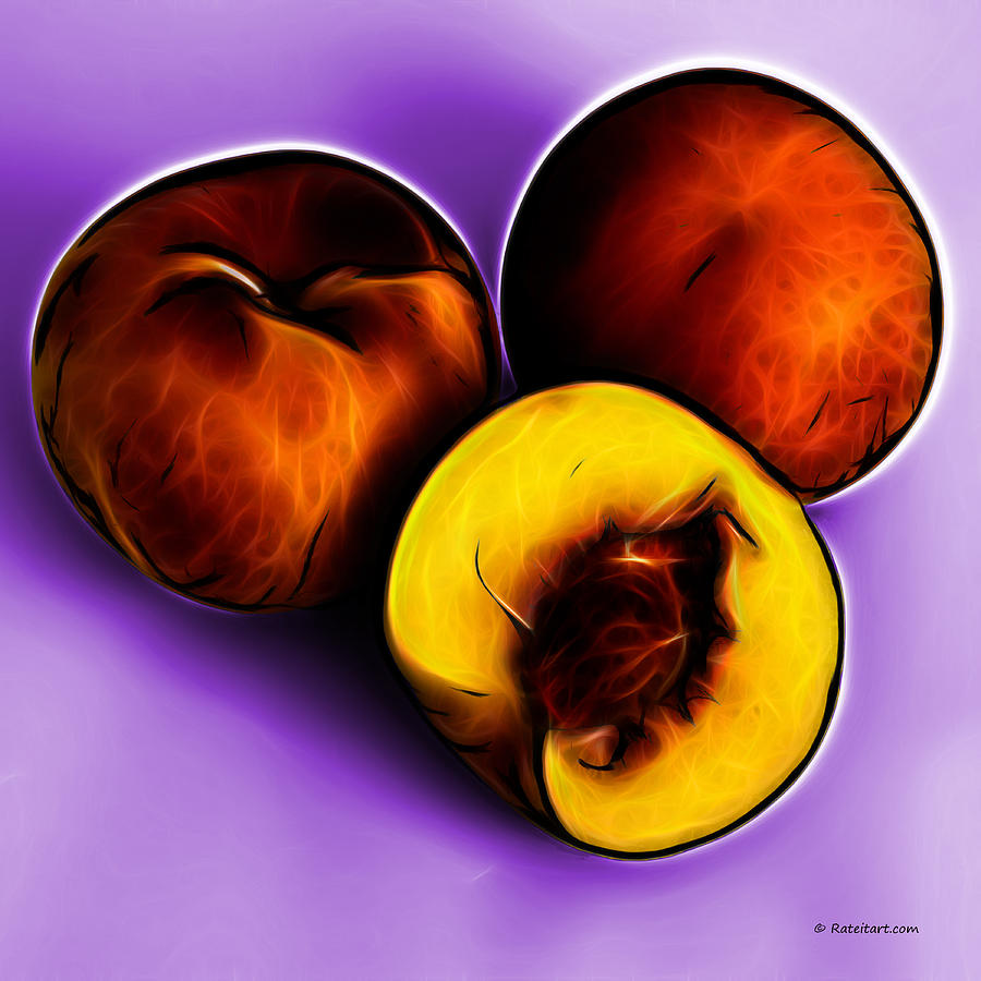 Three Peaches - Violet Digital Art by James Ahn