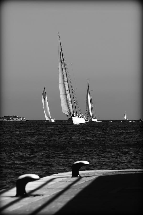 Three Black And White Sail Boats  Photograph by Pedro Cardona Llambias