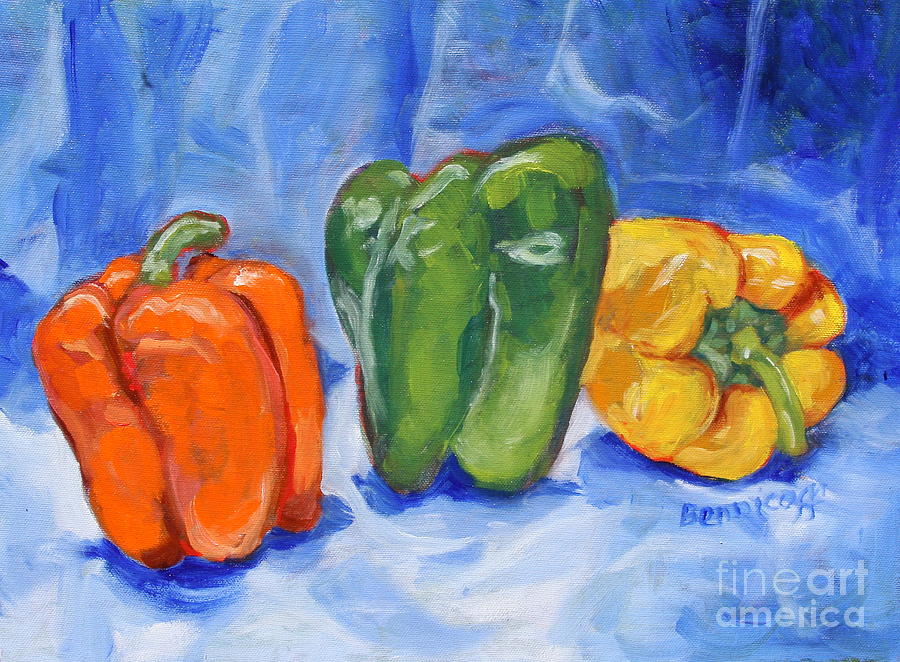 Still Life Painting - Three Peppers by Jan Bennicoff