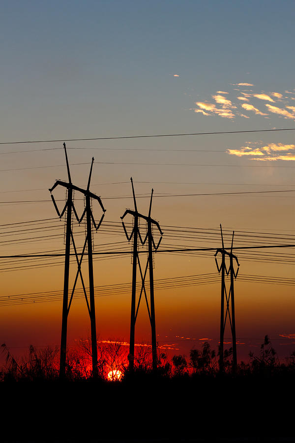 Three Power Towers at Sundown Photograph by Ed Gleichman