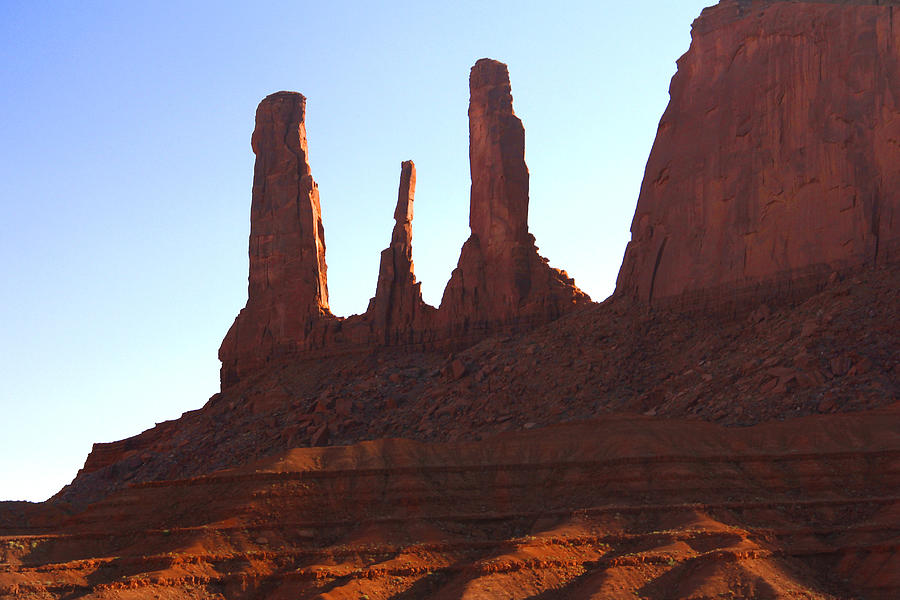 Three Sisters - Monument Valley Photograph by Mike McGlothlen