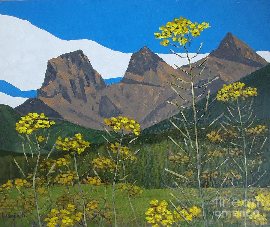 Mountains Painting - Three Sisters. by Ludmila Kalinina Mountains Painting - Three Sisters. by Ludmila Kalinina