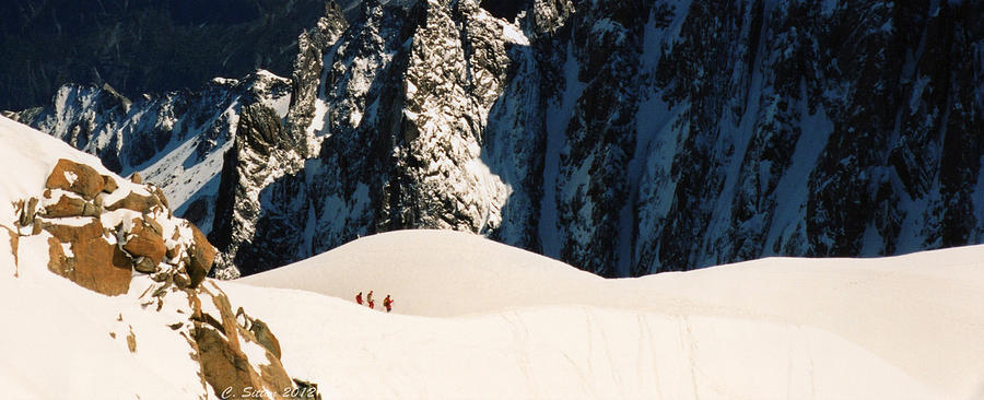 Three Skiers at Chamonix Photograph by C Sitton