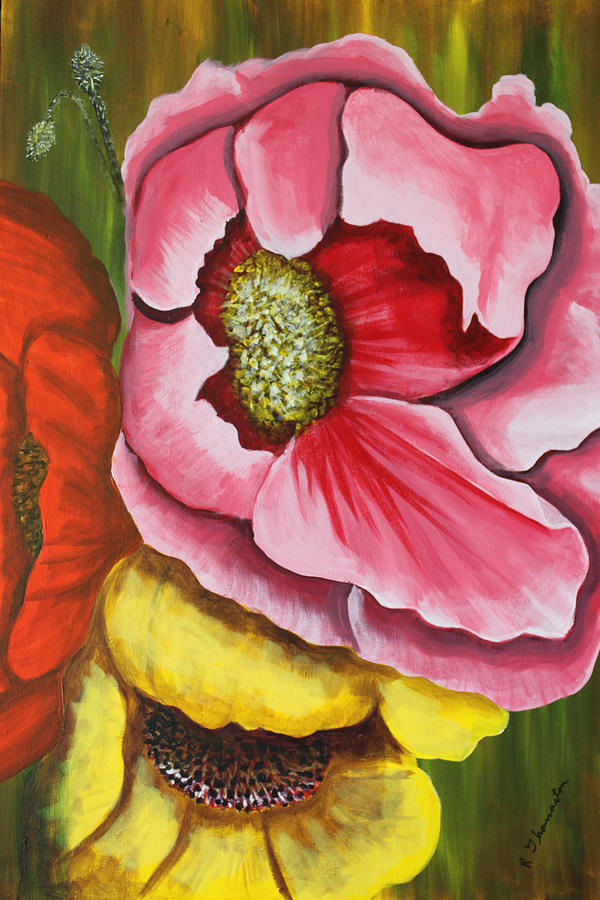 Three strange poppys Painting by Robert Thomaston - Fine Art America