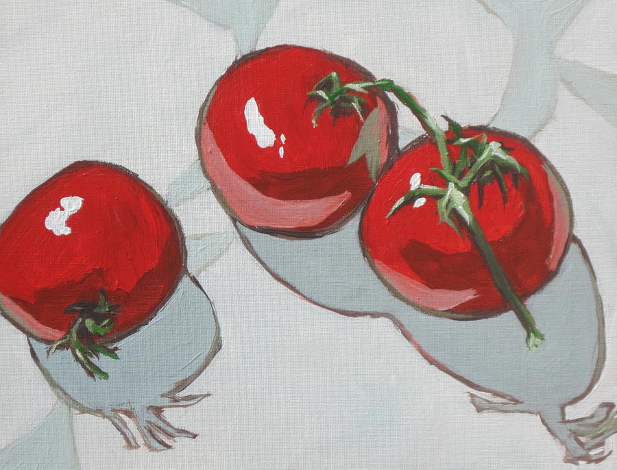 Tomato Painting - Three Toms by Sandy Tracey