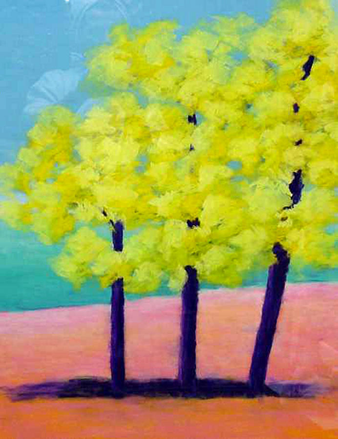 Three Trees on Beach Painting by Karin Eisermann