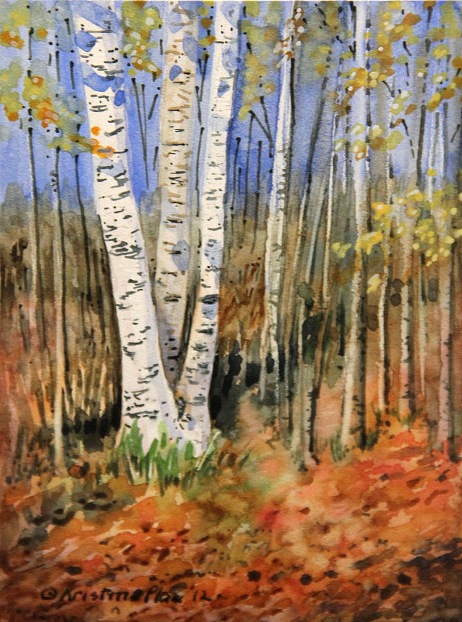 Tree Painting - Three Trunks by Kristine Plum