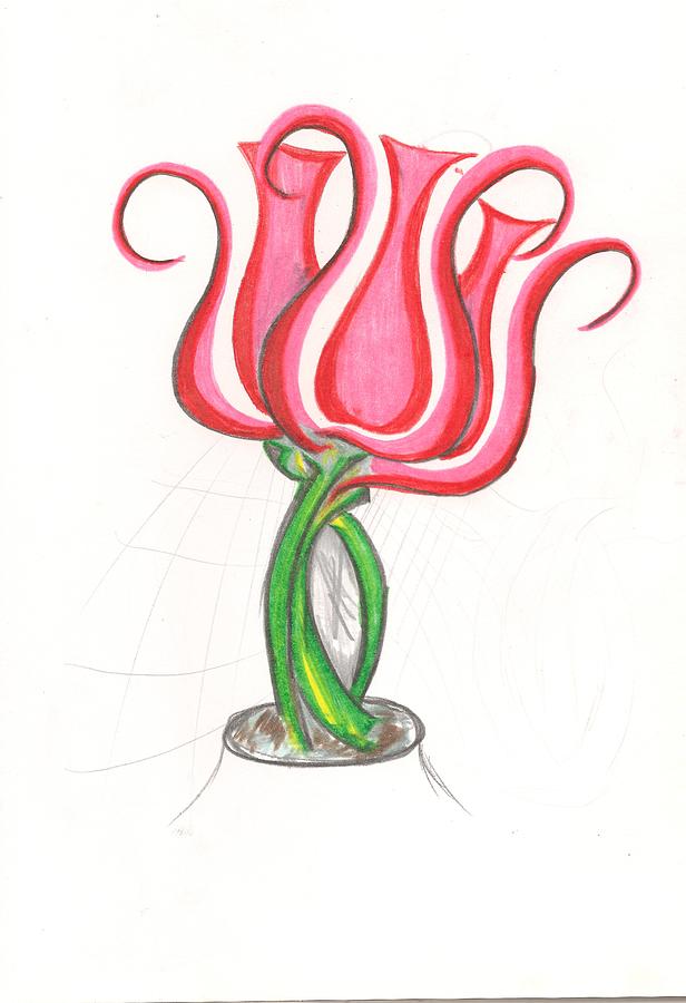 Three tulips 1998 Drawing by Gustavo Ramirez