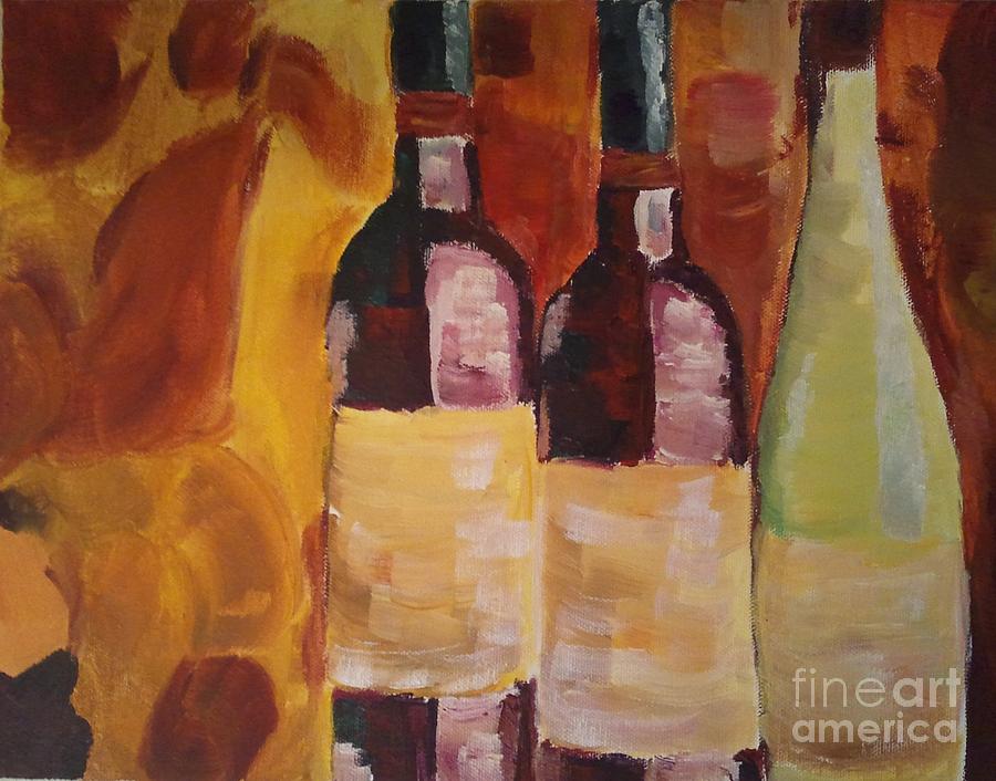 Wine Painting - Threes a Party by J Von Ryan