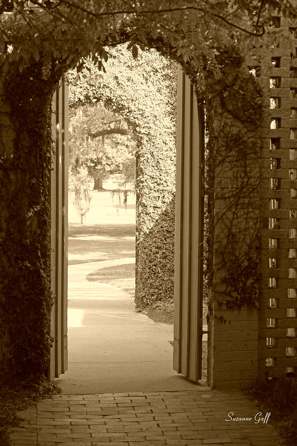Brick Photograph - Through the Garden Gate in sepia by Suzanne Gaff