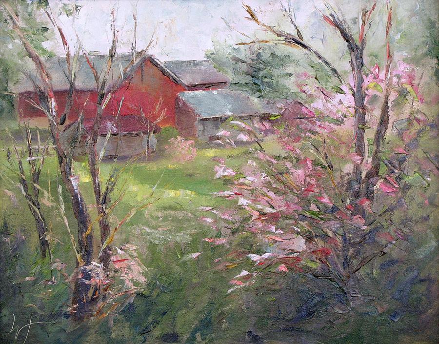 Spring Painting - Through the Wild Honeysuckles by Wendie Thompson