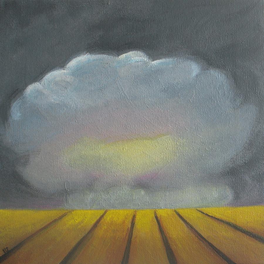 Storm above the wheat field Painting by Vesna Antic