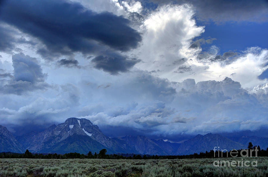 Thunder Clouds Dwarf Teton Range Photograph by Gary Whitton