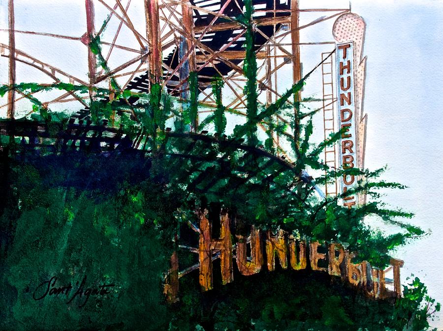 Coney Island Painting - Thunderbolt Ruins by Frank SantAgata