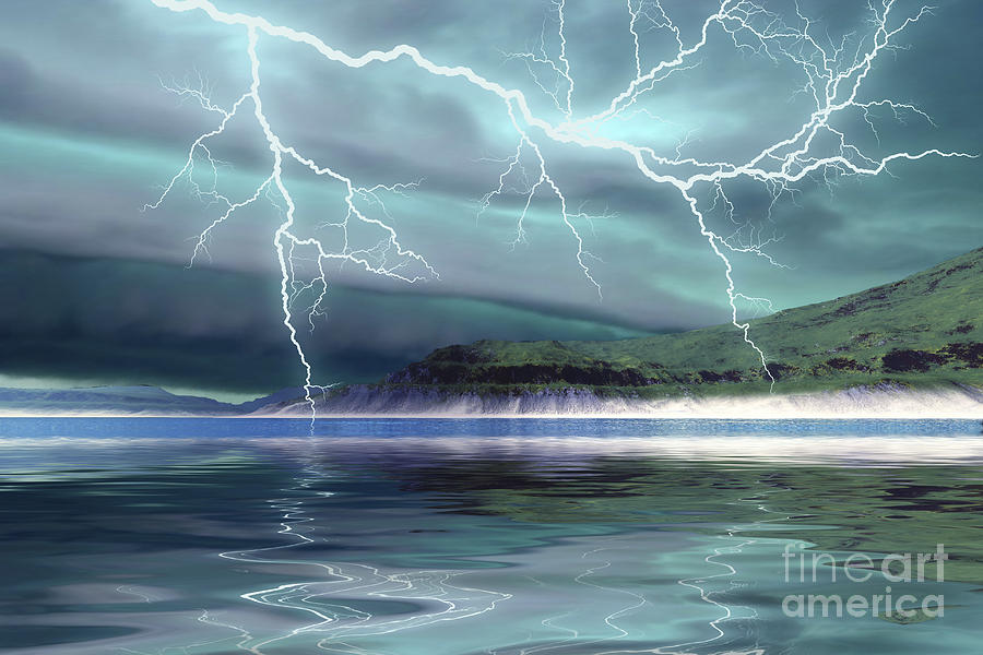 Nature Digital Art - Thunderclouds And Lightning Move by Corey Ford