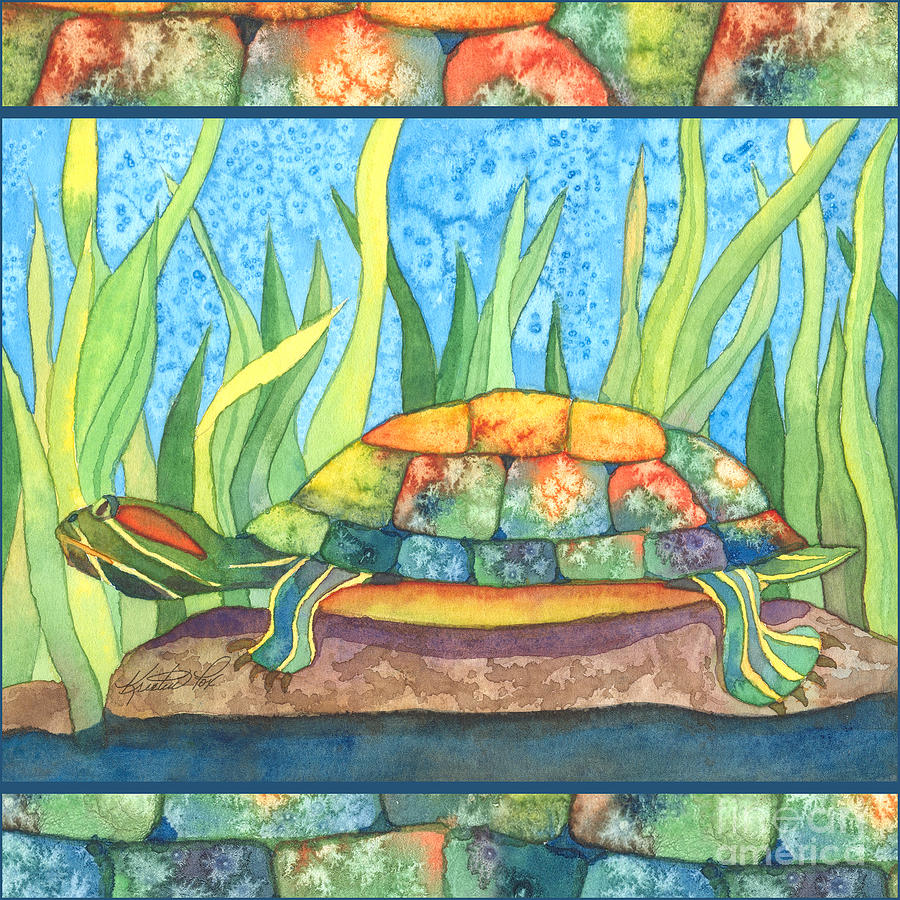 Tie Dye Turtle Painting by Kristen Fox