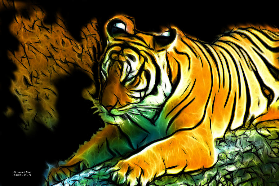 Tiger -3825 -black Digital Art by James Ahn
