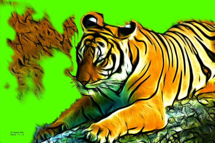 Tiger -3825 - Green Digital Art by James Ahn