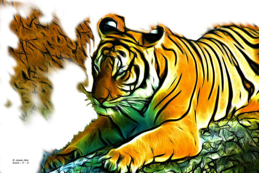 Tiger -3825 - White Digital Art by James Ahn