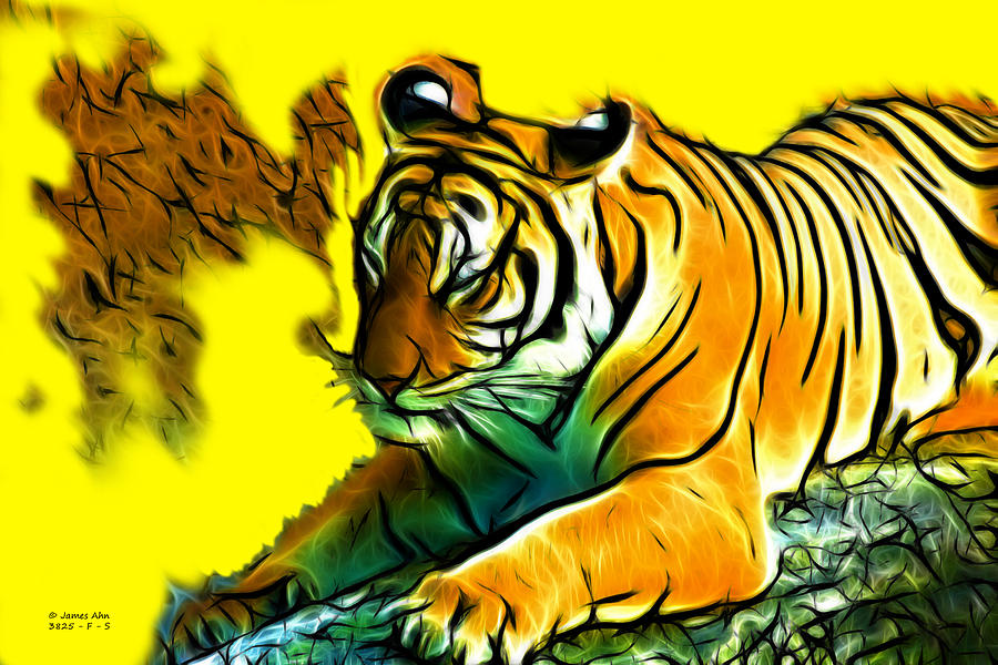 Tiger -3825 - Yellow Digital Art by James Ahn