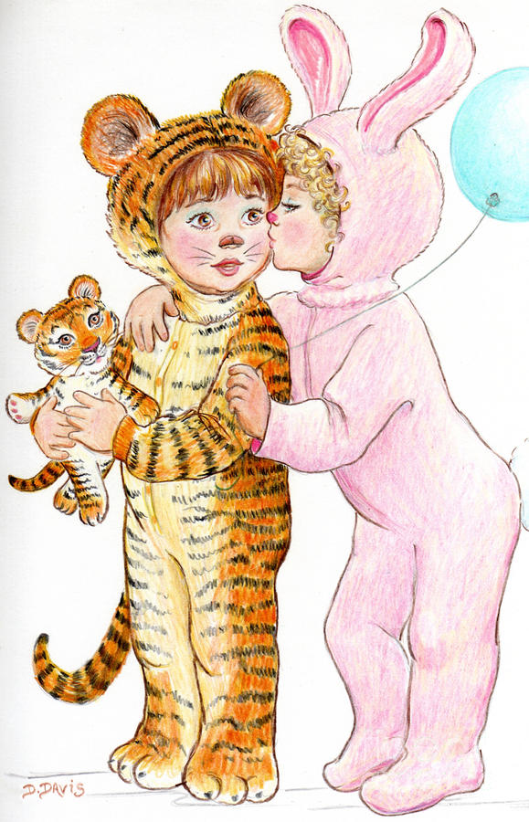 Tiger and Bunny in the Childrens Parade Drawing by Dee Davis