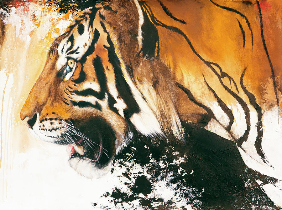 Tiger Mixed Media by Anthony Burks Sr