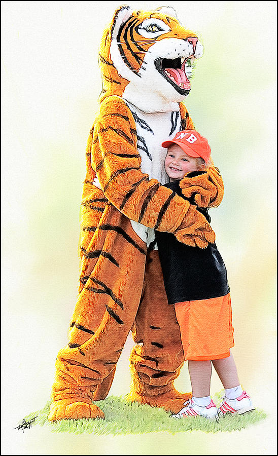 Tiger Hug Painting by Tom Schmidt