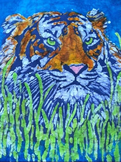 Nature Painting - Tiger in the Grass by Jill Tsikerdanos