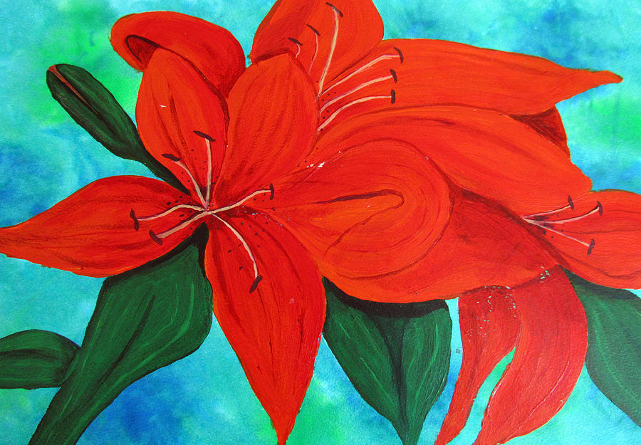 Tiger Lilies Painting by Louise Grant