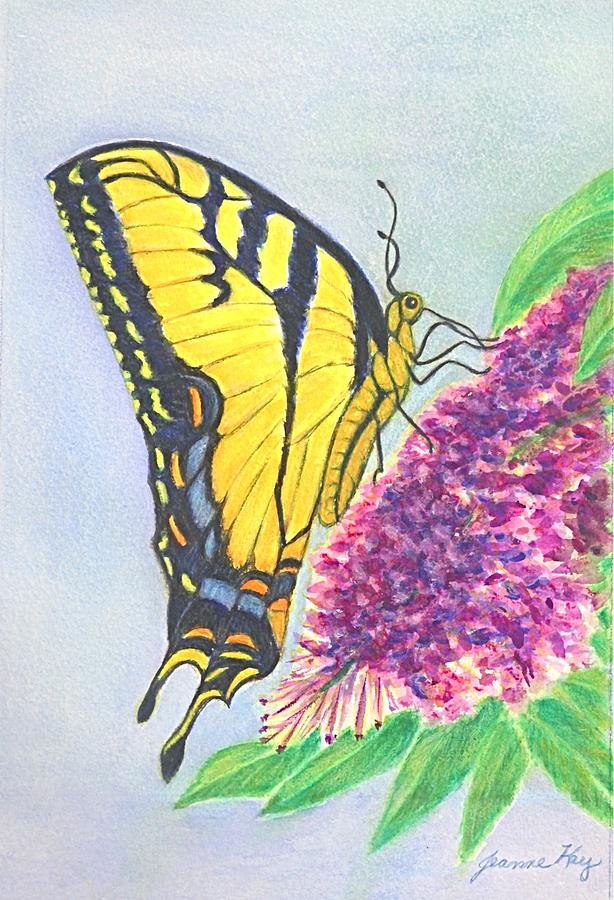 Tiger Swallowtail Butterfly Visitor Painting by Jeanne Juhos
