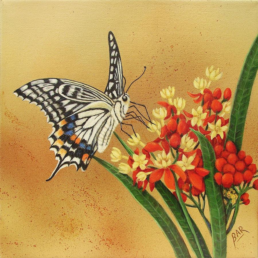 Nature Painting - Tiger Swallowtailed Butterfly by Barbara Robertson