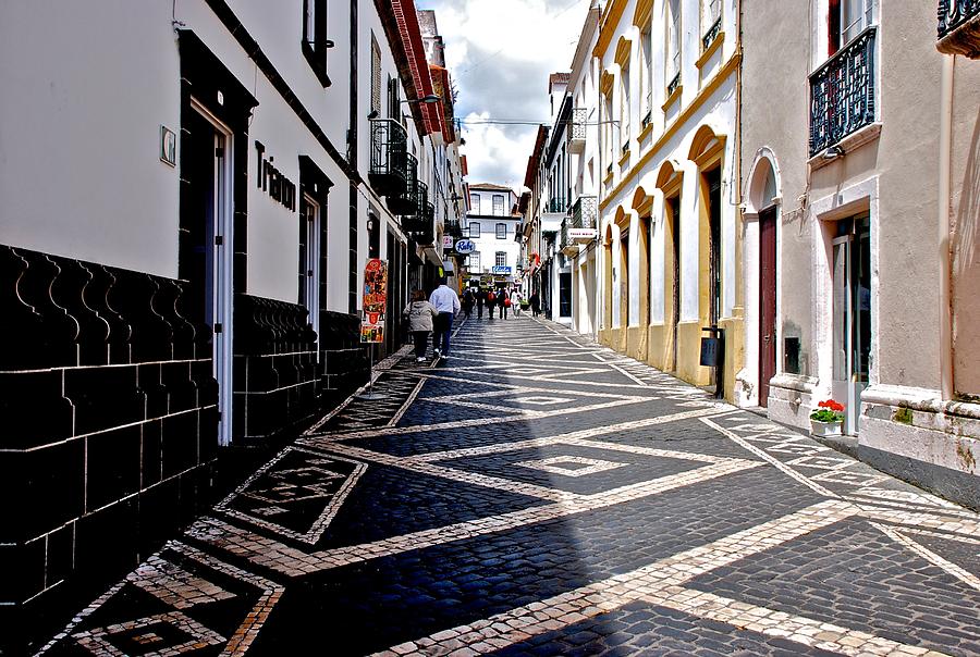 Tiled Street of Ponta Delgada Photograph by Eric Tressler