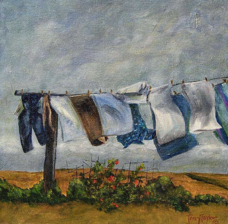 Time to Take in the Laundry Painting by Terry Taylor