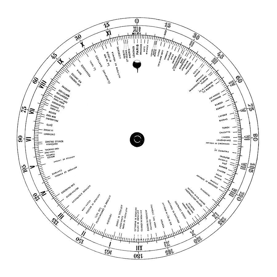 Time Zones Wheel, 19th Century Photograph by - Pixels