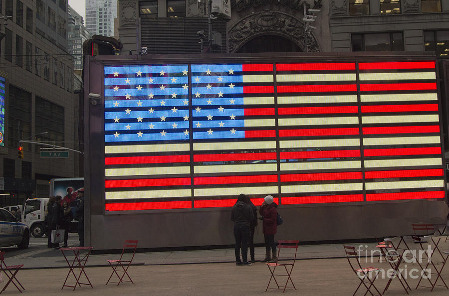 Times Square Flag Photograph by Chuck Kuhn