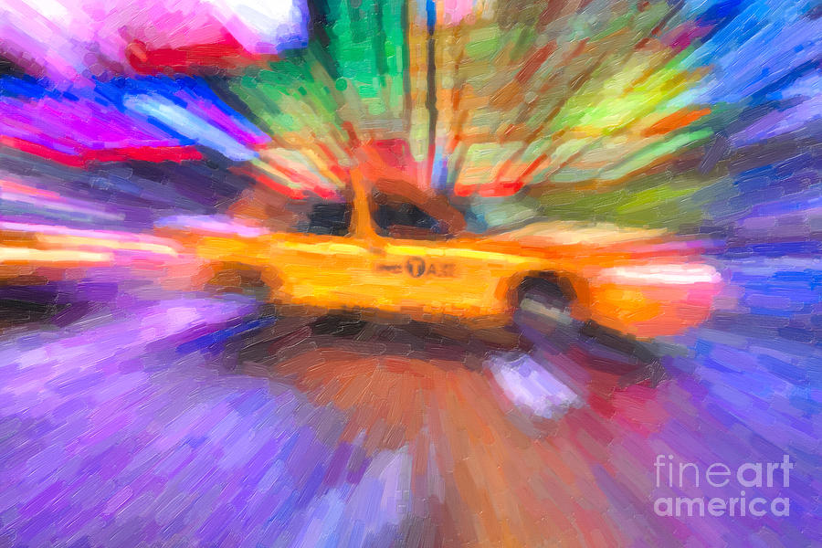 Times Square Taxi in Oil I Photograph by Clarence Holmes