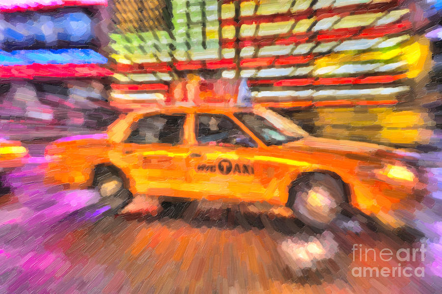 Times Square Taxi in Oil II Photograph by Clarence Holmes