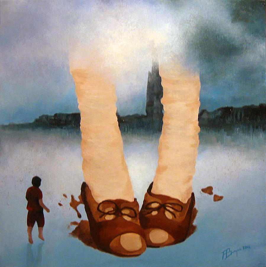 Surrealism Painting - Tiny shoes by Andrea Banjac