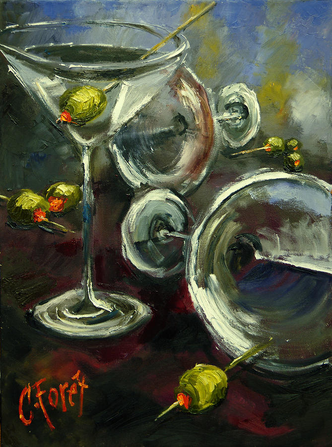 Martinis Painting - Tipsy Turvy by Carole Foret