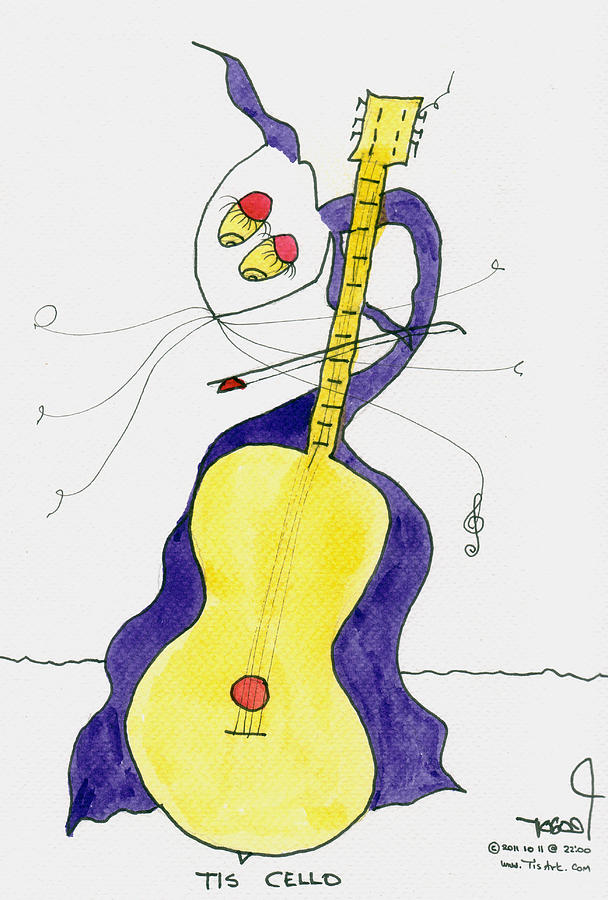 Music Painting - Tis Cello by Peadar Sheerin