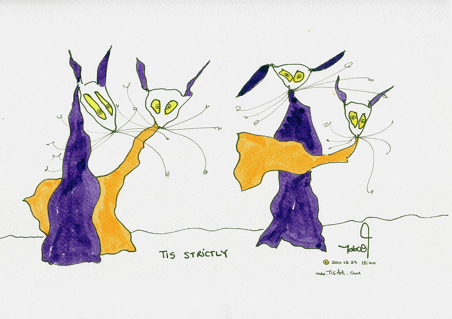 Cat Drawing - Tis Strictly by Peadar Sheerin