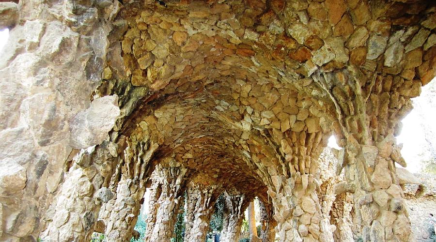Titled Stone Columns II Gaudi Guell Park Barcelona Spain Photograph by John Shiron