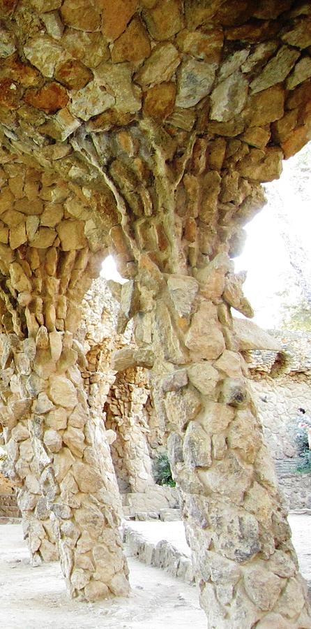 Titled Stone Columns III Gaudi Guell Park Barcelona Spain Photograph by John Shiron
