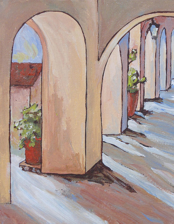 Tlaquepaque Arches Painting by Sandy Tracey