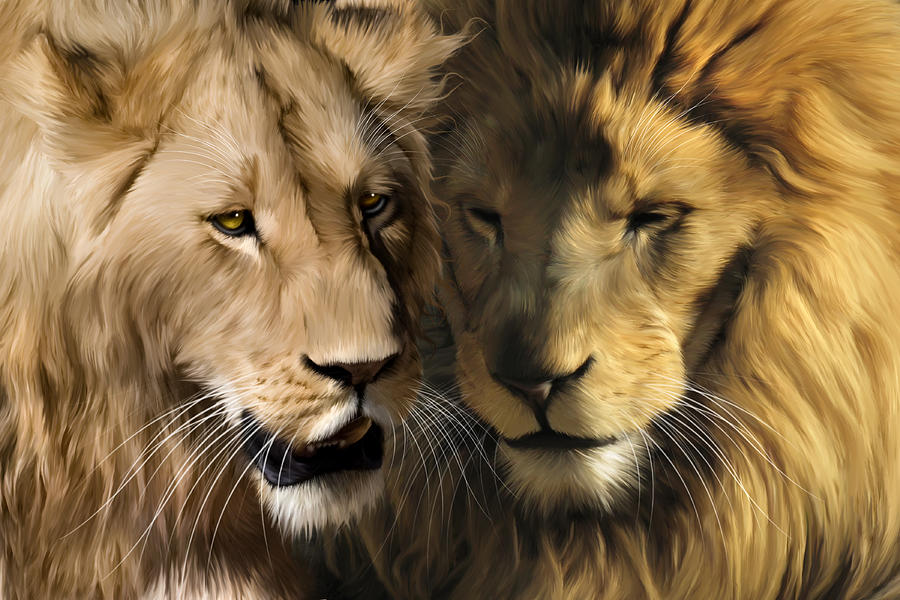 Lion Digital Art - To Dance with my Father Again by Julie L Hoddinott