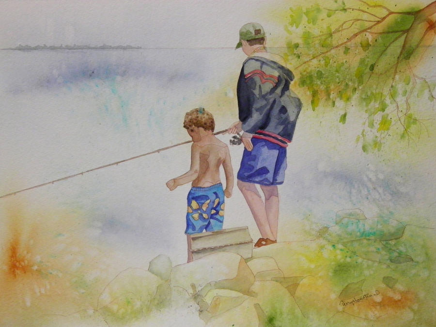 To Fish or To Swim  That is the Question Painting by Terry Honstead