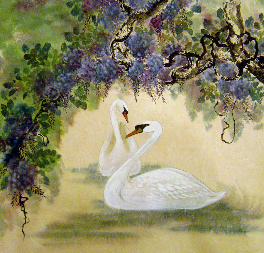 Bird Painting - Together Forever by Rayne Van Sing